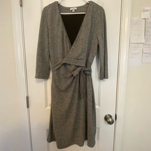 BEAUTIFUL💚👗HALSTON WRAP SIDE TIE DRESS👗💚L LARGE SWEATER KNIT LONG SLEEVE EUC